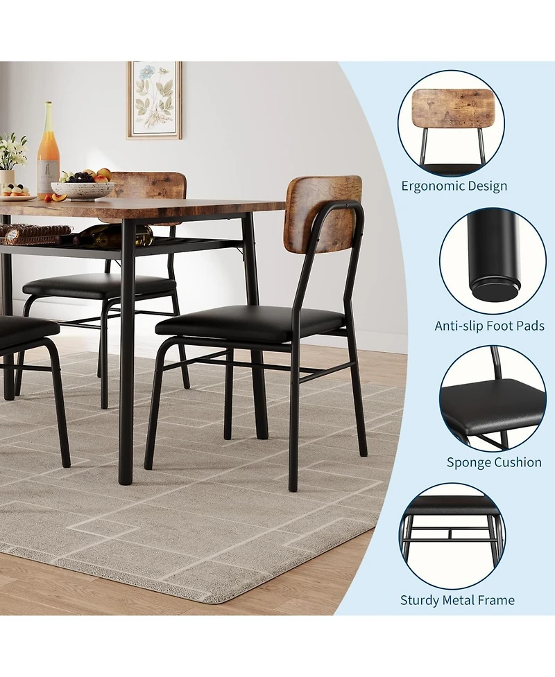 gaomon Dining Table for 2 with Storage Rack Small Kitchen Table for 2 with Metal Frame Square Table with Upholstered Chairs