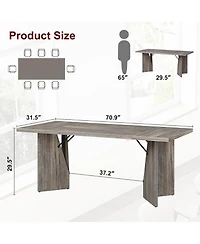 gaomon Dining Room Table 6 Inch Rectangular Kitchen Table Dining Room Furniture with Sturdy Frame Thickened Long Tabledesk and Dinner Desk