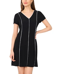 Msk Women's V-Neck Fit & Flare Mini Dress