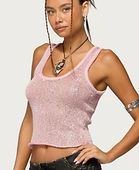 Edikted Women's Eleora Sequin Knit Tank Top
