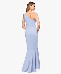 Betsy & Adam Women's One-Shoulder Ruffle Detail Gown