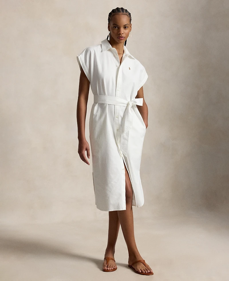 Polo Ralph Lauren Women's Point Collar Cap-Sleeve Belted Shirt Dress