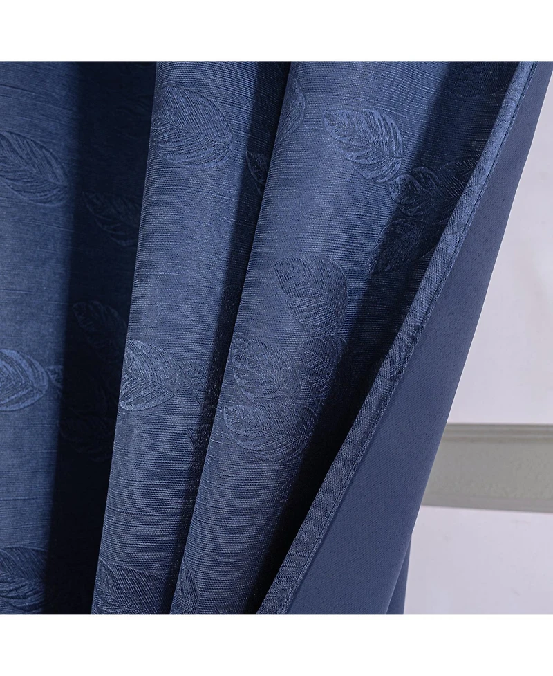 Olivia Gray 100% Polyester 200 Gsm Arlo Embossed Blackout Grommet Curtain Panel 54" x 90" Navy