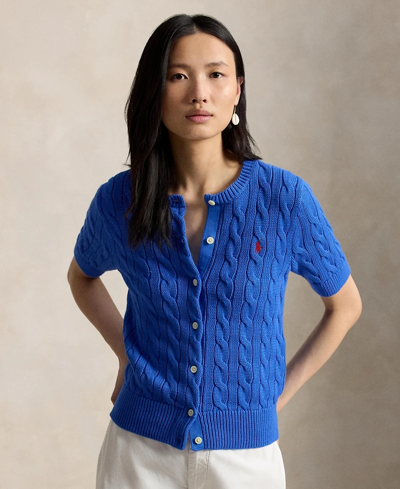 Polo Ralph Lauren Women's Cable-Knit Cotton Short-Sleeve Cardigan