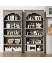 gaomon 68.7" Tall Arched Bookcase – 5-Shelf Farmhouse Wooden Bookshelf with Curved Storage Rack for Home Office, Living Room, or Bedroom