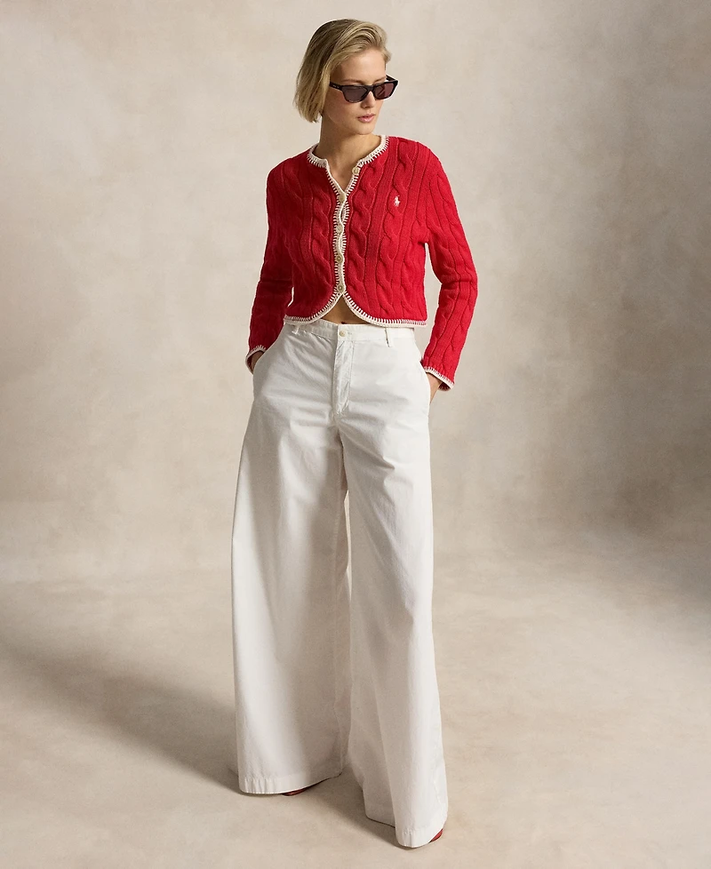 Polo Ralph Lauren Women's Crewneck Buttoned Placket Cropped Cardigan