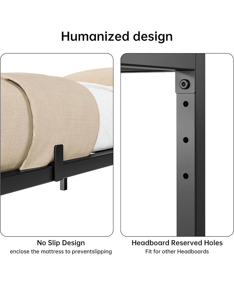 gaomon 8 Inch Queen Size Metal Bed Frame – Heavy Duty Platform Bed with Storage Space,Steel Support,No Box Spring Needed, Easy Assembly