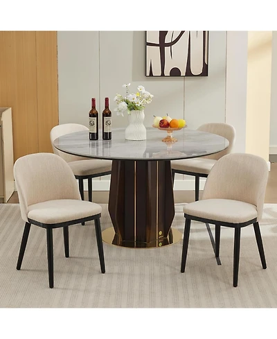 gaomon Dining Chairs Set of 4, Modern Fabric Upholstered Kitchen Side Chairs with Curved Backrest & Wood Leg, Armless Dining Chair for Restaurant/Cafe