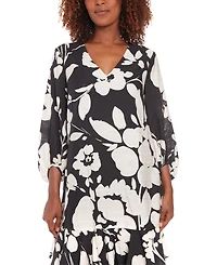 London Times Women's Printed Blouson-Sleeve Shift Dress