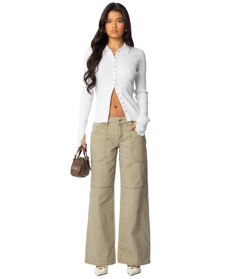 Edikted Women's Mirielle Ribbed Knit Cardigan