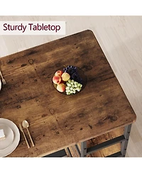 gaomon 3 Piece Counter Height Bar Table Set with 3 Storage Shelves, Dining Table and 2 Upholstered Bar Chairs for Small Spaces