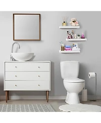 Sorbus Rustic Wood Hanging Rectangle Wall and Floating Shelf Set, Pack of 3