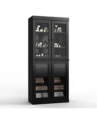 Palace Imports 100% Solid Wood 32" Bathroom Storage Cabinet with Clear Glass Doors, 2-Drawers & Adjustable Shelves
