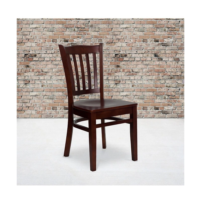 Emma+Oliver Vertical Slat Back Wooden Restaurant Dining Chair