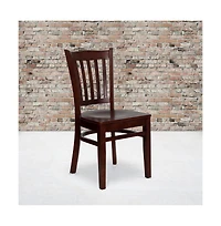 Emma+Oliver Vertical Slat Back Wooden Restaurant Dining Chair