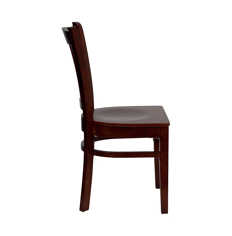 Emma+Oliver Vertical Slat Back Wooden Restaurant Dining Chair