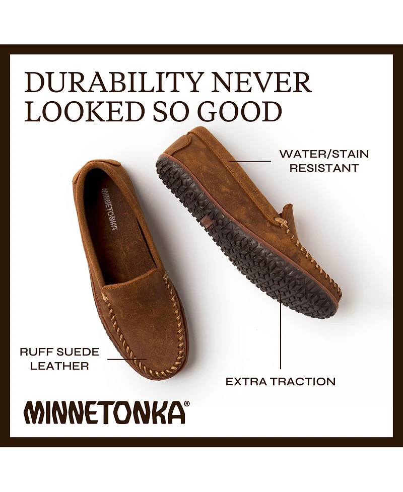 Minnetonka Men's Venetian Tread Suede Slip Ons