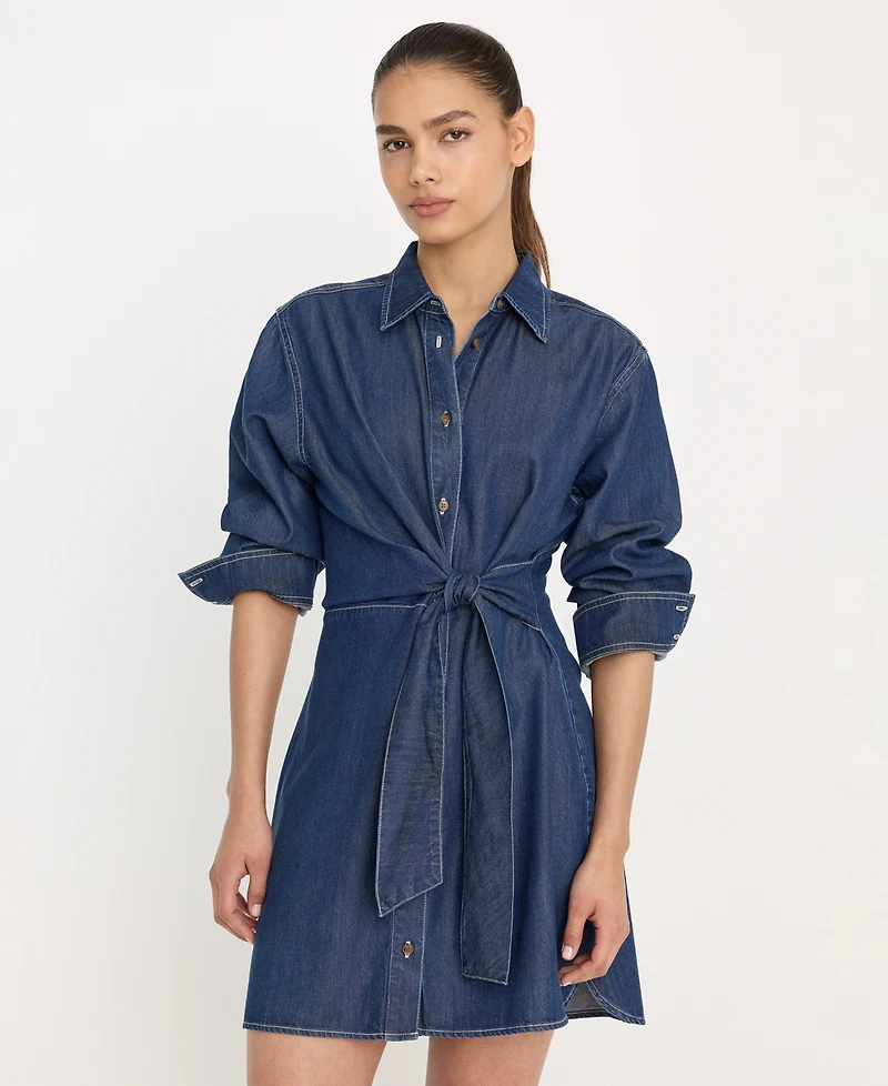 Good American Women's Denim Wrap Shirt Dress, Regular & Plus
