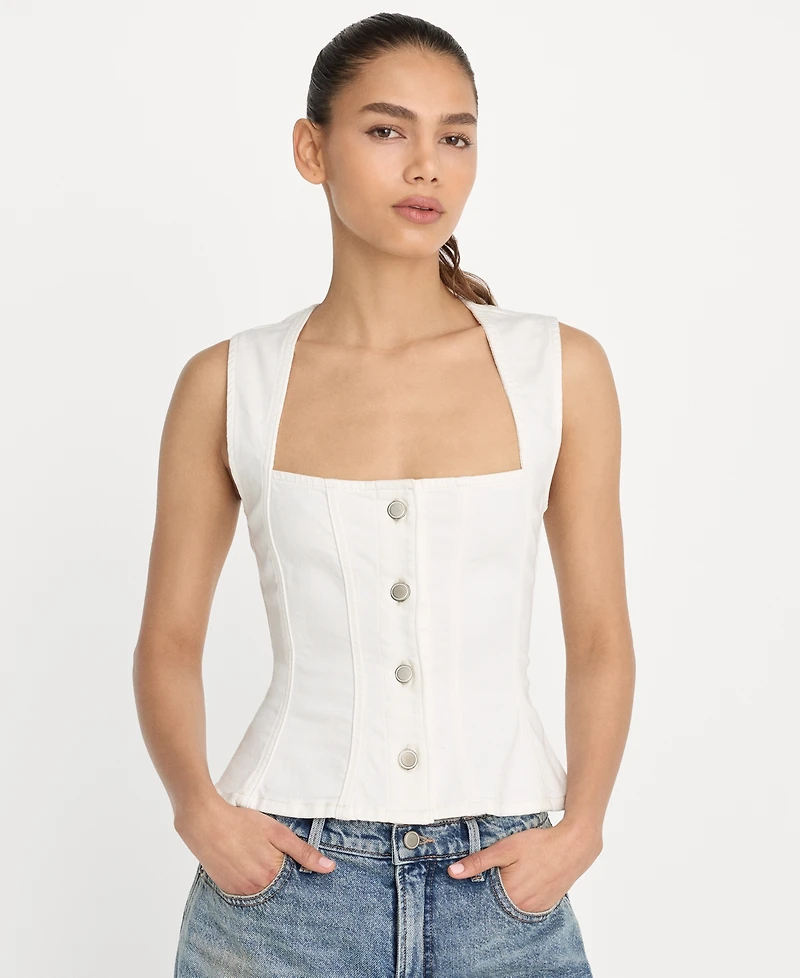 Good American Women's Button-Front Peplum Top