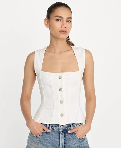 Good American Women's Button-Front Peplum Top