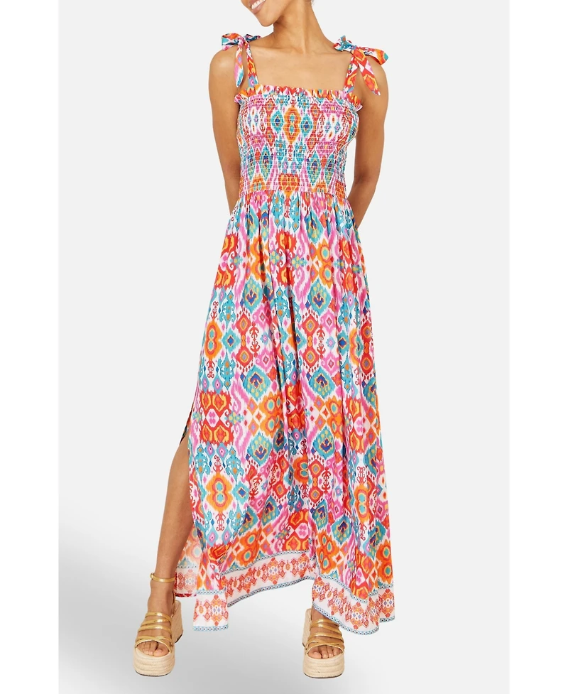 Yumi Women's Ikat Print Maxi Sun Dress