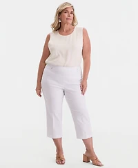 Jm Collection Plus & Petite Tummy Control Pull-On Slim-Leg Pants