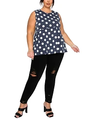 Coin 1804 Plus Polka Dot Double Knit Babydoll Tank