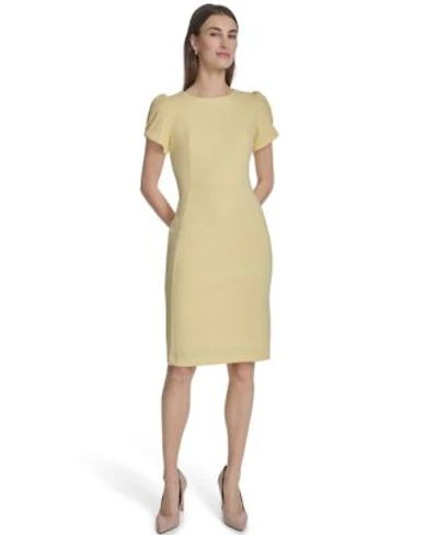 Calvin Klein Womens Tulip Sleeve Sheath Dress