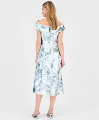 Connected Women's Printed Off-Shoulder Midi Dress