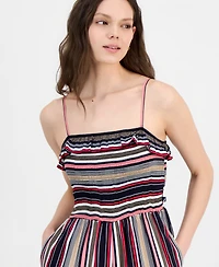 Nautica Women's Striped Ruffled Smocked Jumpsuit