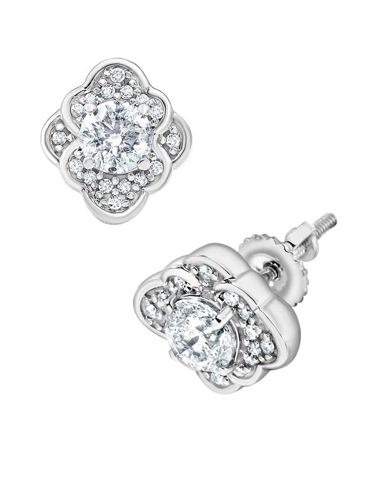 Macy's Diamond Screw Back Earrings (1 ct. t.w.) in 10k White Gold