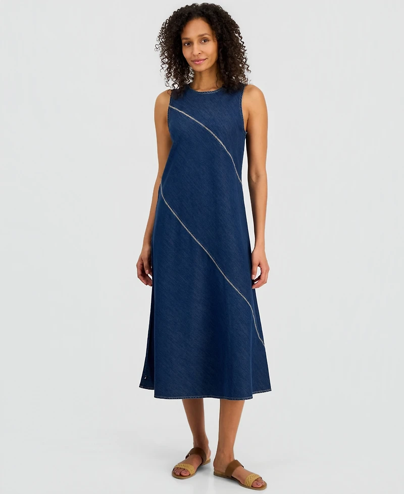 Nautica Women's Asymmetrical Denim Midi Dress