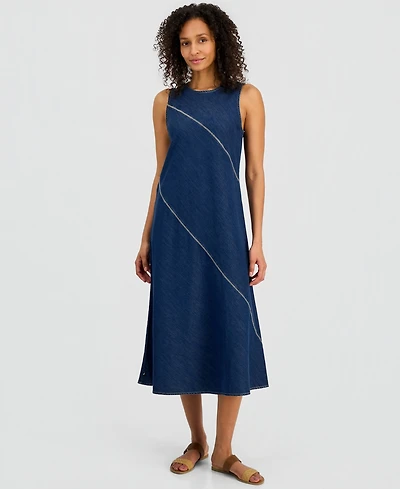 Nautica Women's Asymmetrical Denim Midi Dress
