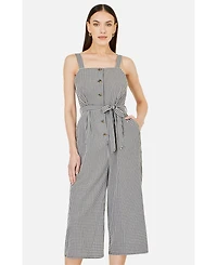 Yumi Women's Gingham Button Through Jumpsuit
