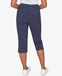 Alfred Dunner Petite Port Side Polka Dot Flat Front Denim Capri Pants