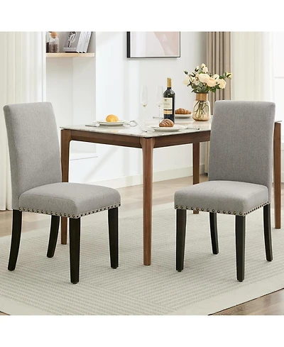 gaomon Dining Chair Set of 2, Modern Fabric Kitchen Chair, Upholstered Kitchen Side Chairs with Curved Backrest Wood Legs for Dining Room