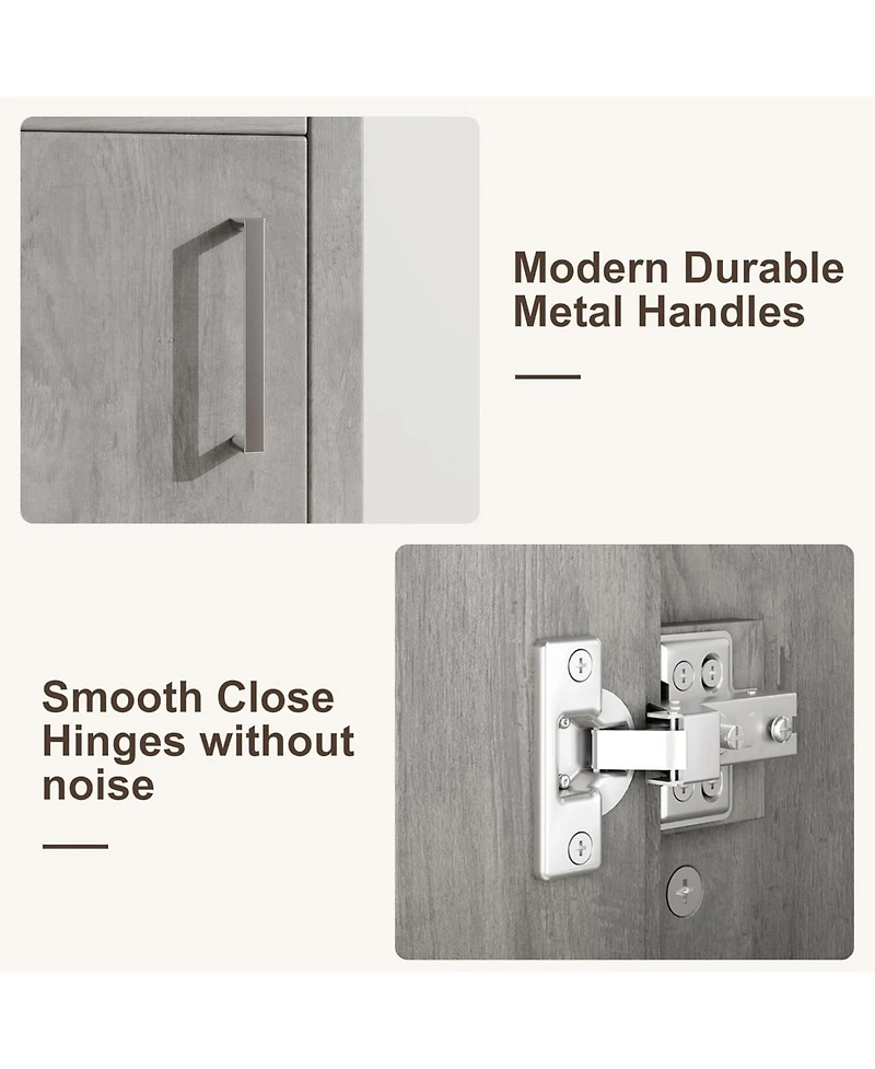 gaomon 16" Bathroom Vanity with Sink Freestanding Bathroom Sink Cabinet with 2 Soft-Closing Doors and Large Storage Drawer Wood Vanity Cabinet