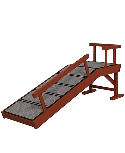 Aostirmotor Solid Wood Dog Ramp for Bed & Couch,Brown