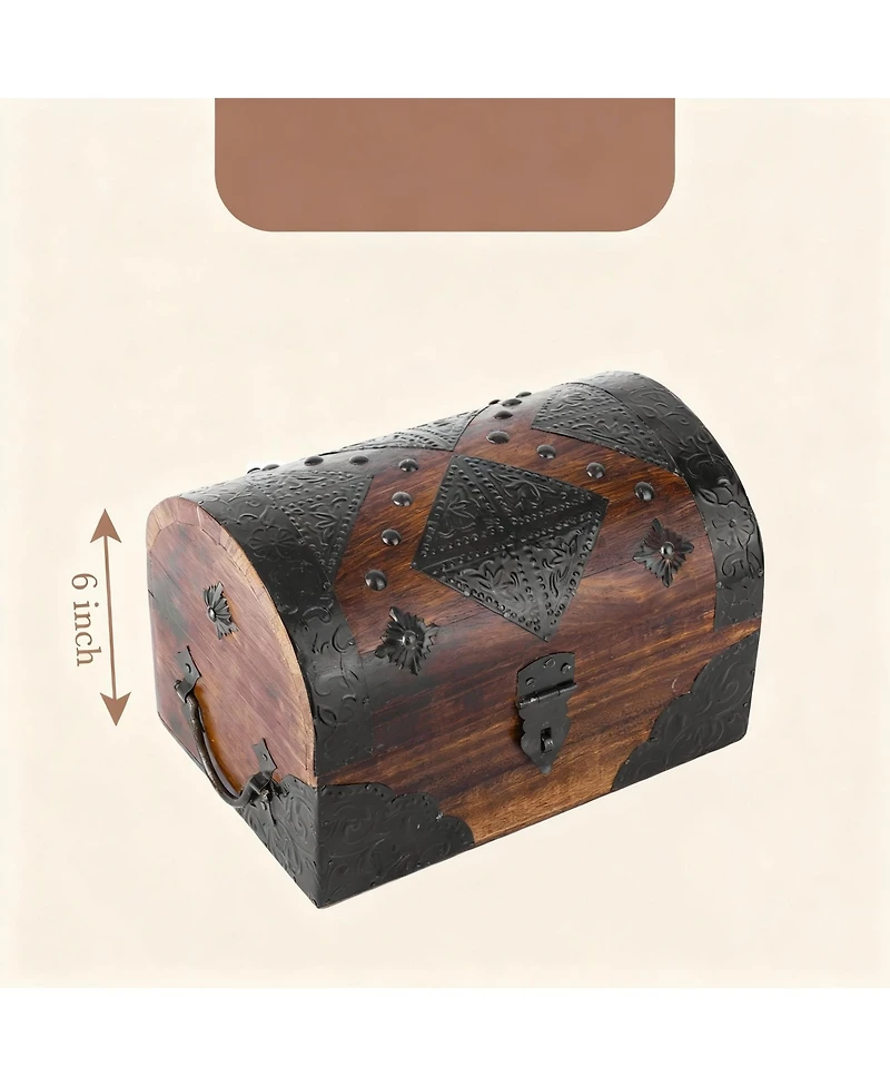 Yigii Handcrafted Rustic Pirate Treasure Box for Trinkets