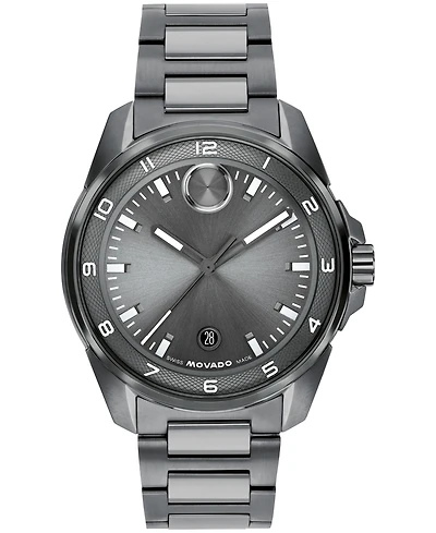 Movado Men's Bold Verso S Swiss Quartz Ionic Plated Grey Steel Watch, 42mm