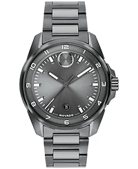 Movado Men's Bold Verso S Swiss Quartz Ionic Plated Grey Steel Watch, 42mm