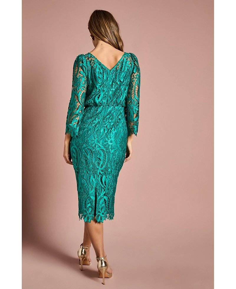 Coast Women's Satin Lace Boat Neck Midi Dress