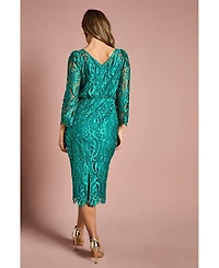 Coast Women's Satin Lace Boat Neck Midi Dress