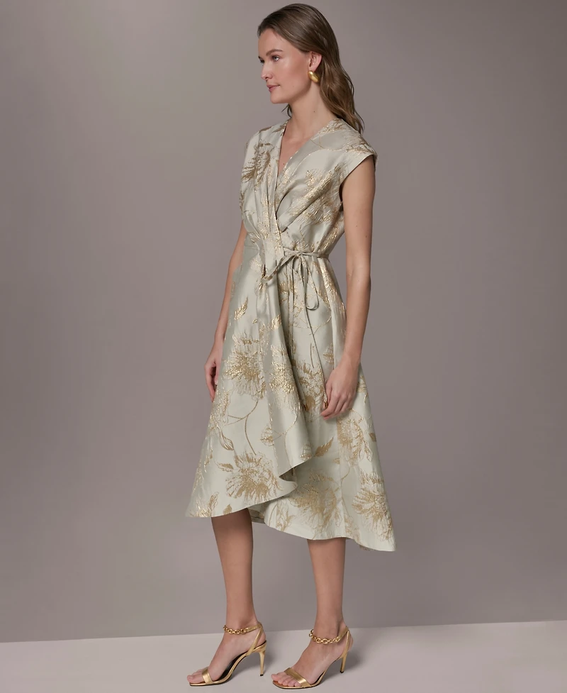 Donna Karan New York Women's Printed V-Neck Faux Wrap Dress