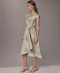 Donna Karan New York Women's Printed V-Neck Faux Wrap Dress