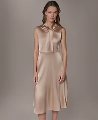 Donna Karan New York Women's Mock Neck A-Line Dress