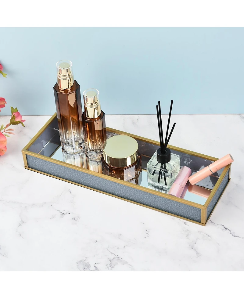 Lauraella Handcrafted Glass Tray, Decorative Storage Container for Makeup, Jewelry, Desk, or Bathroom Stylish
