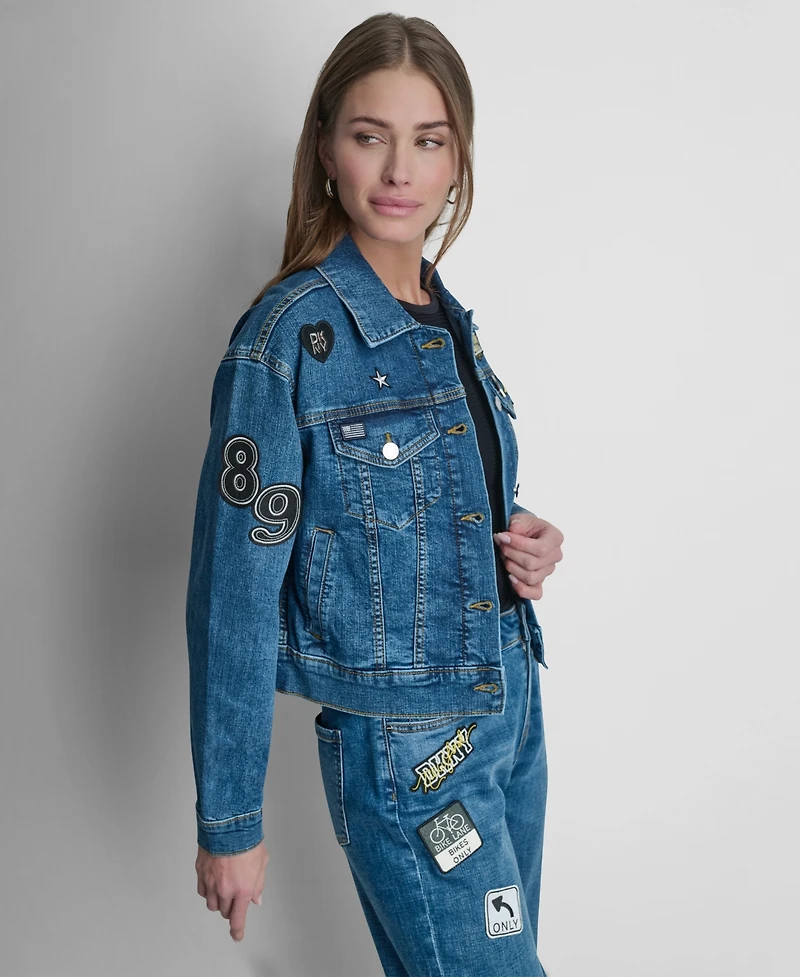 Dkny Women's 1989 Pins & Patches Collared Jacket