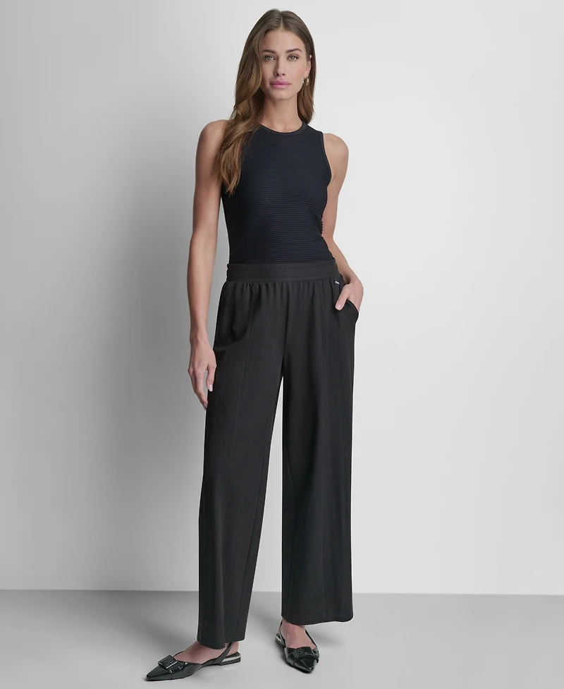 Dkny Women's Mini Logo Ewaist Pull-On Pants