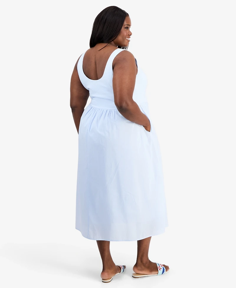 On 34th Trendy Plus V-Waist Mixed-Media Midi Dress, Macy's Exclusive